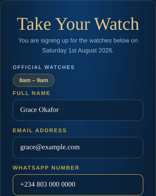 The sign-up form