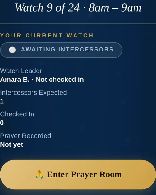 The live watch with the Enter Prayer Room button